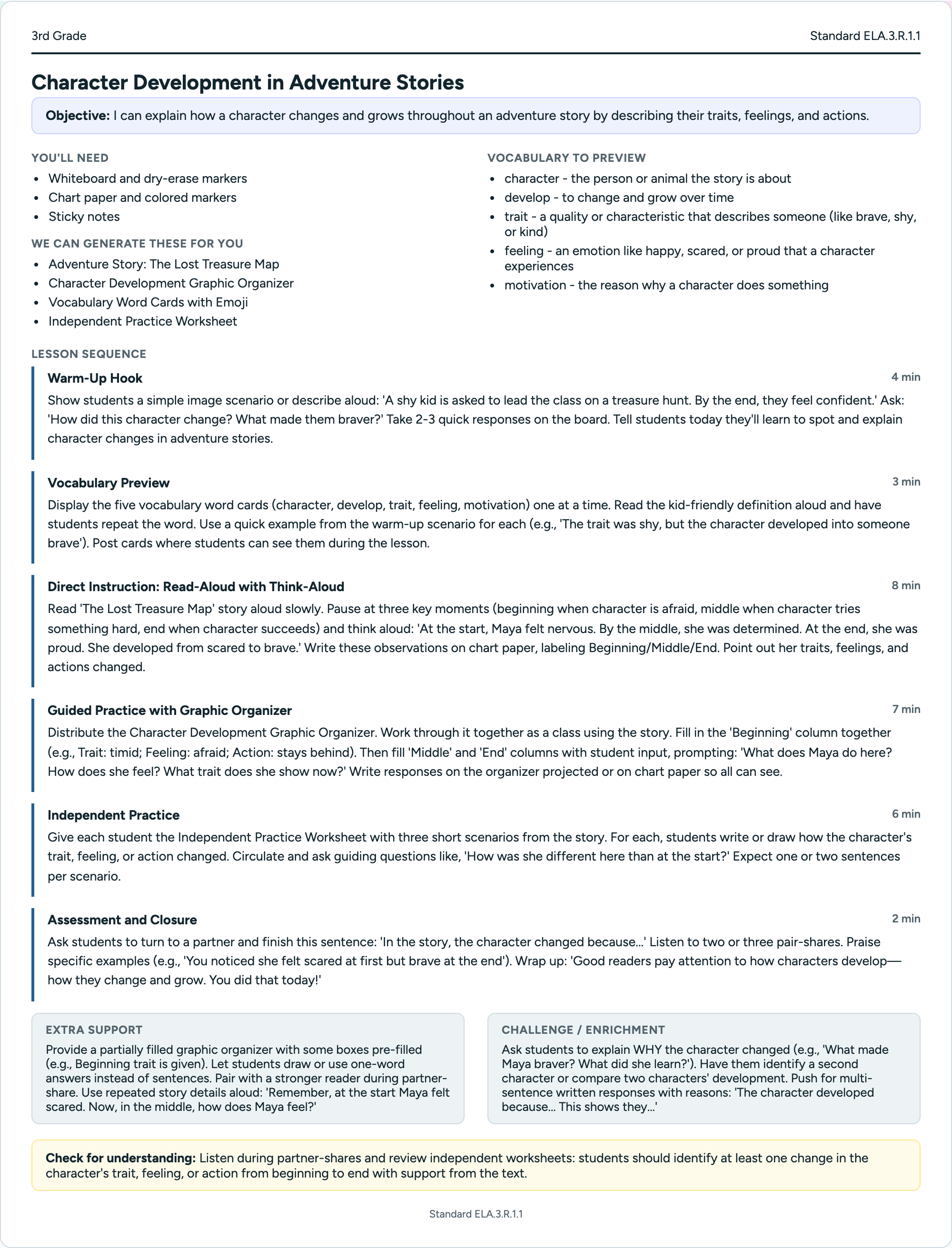 Sample lesson plan