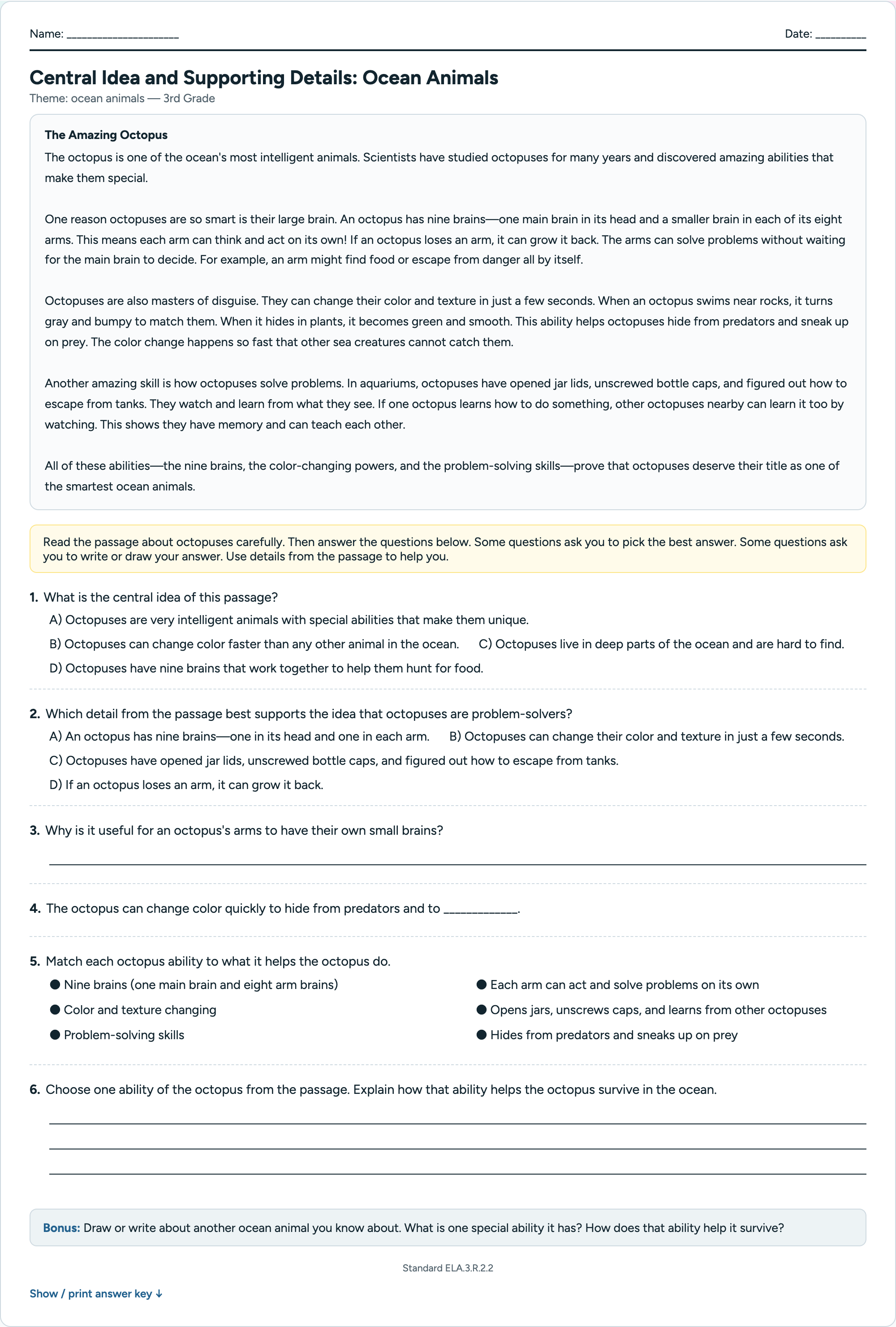 Sample worksheet